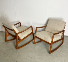 Danish Teak Rocking Chairs by Ole Wanscher 1950s