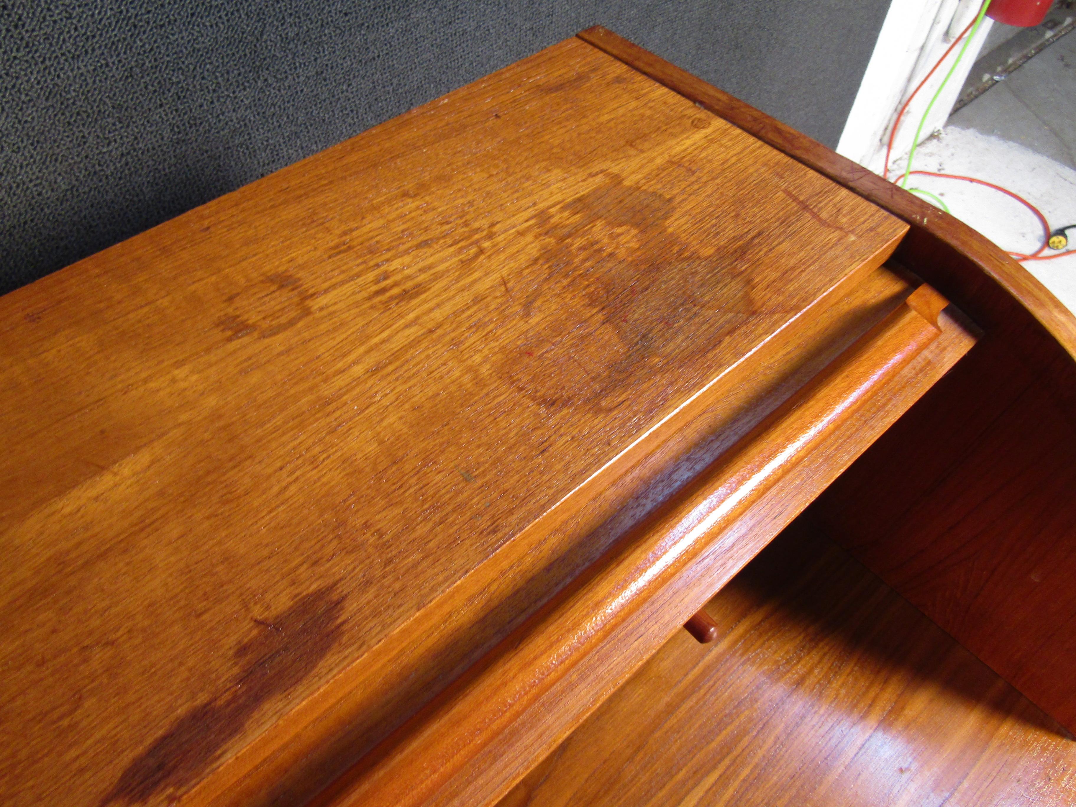 20th Century Danish Teak Rolltop Desk For Sale