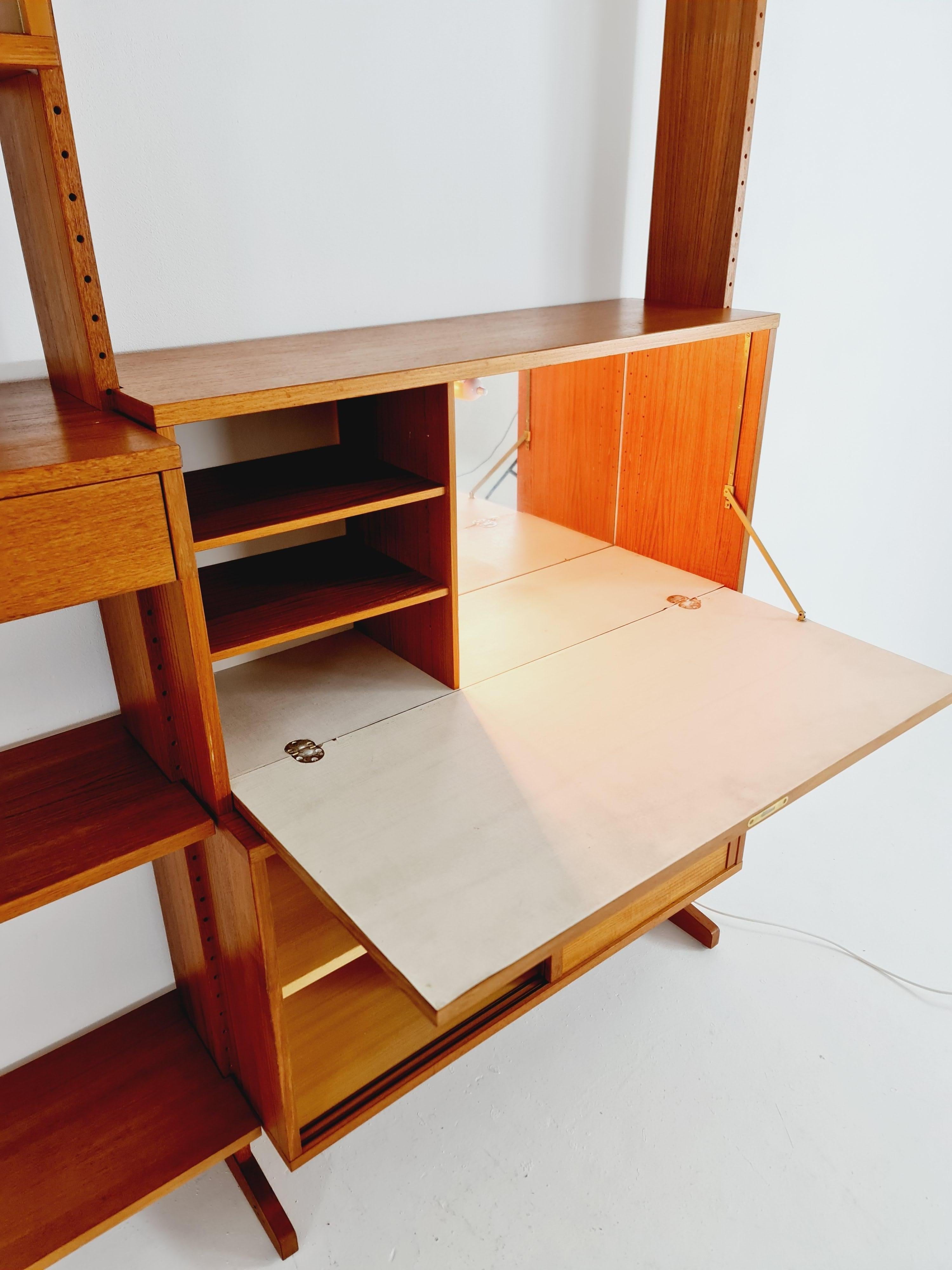 Danish teak room divider, modular library bookcase by L Chr Larsen & Son For Sale 3