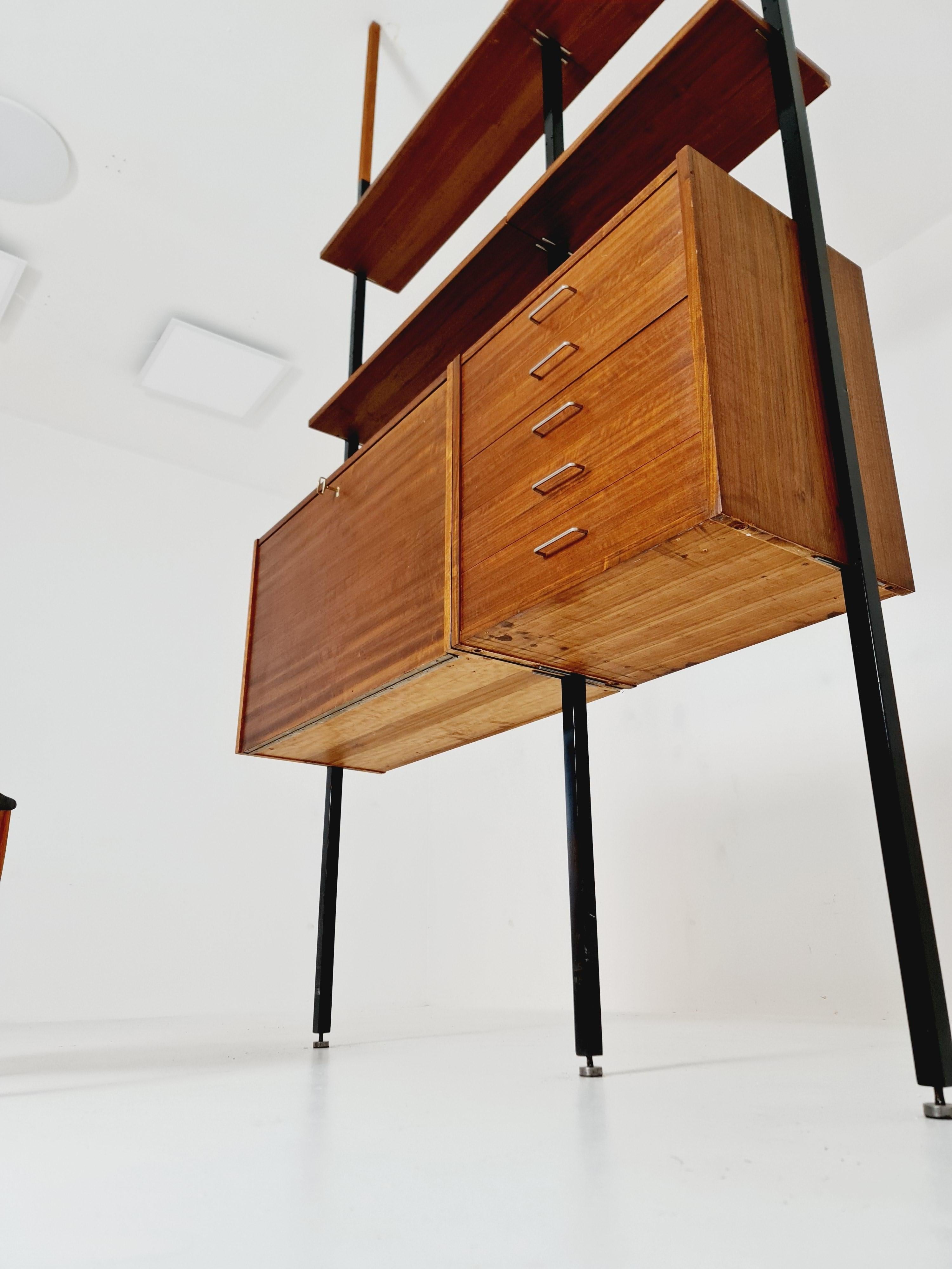 Danish teak room divider modular vintage library bookcase shelf-system , 1960s For Sale 7
