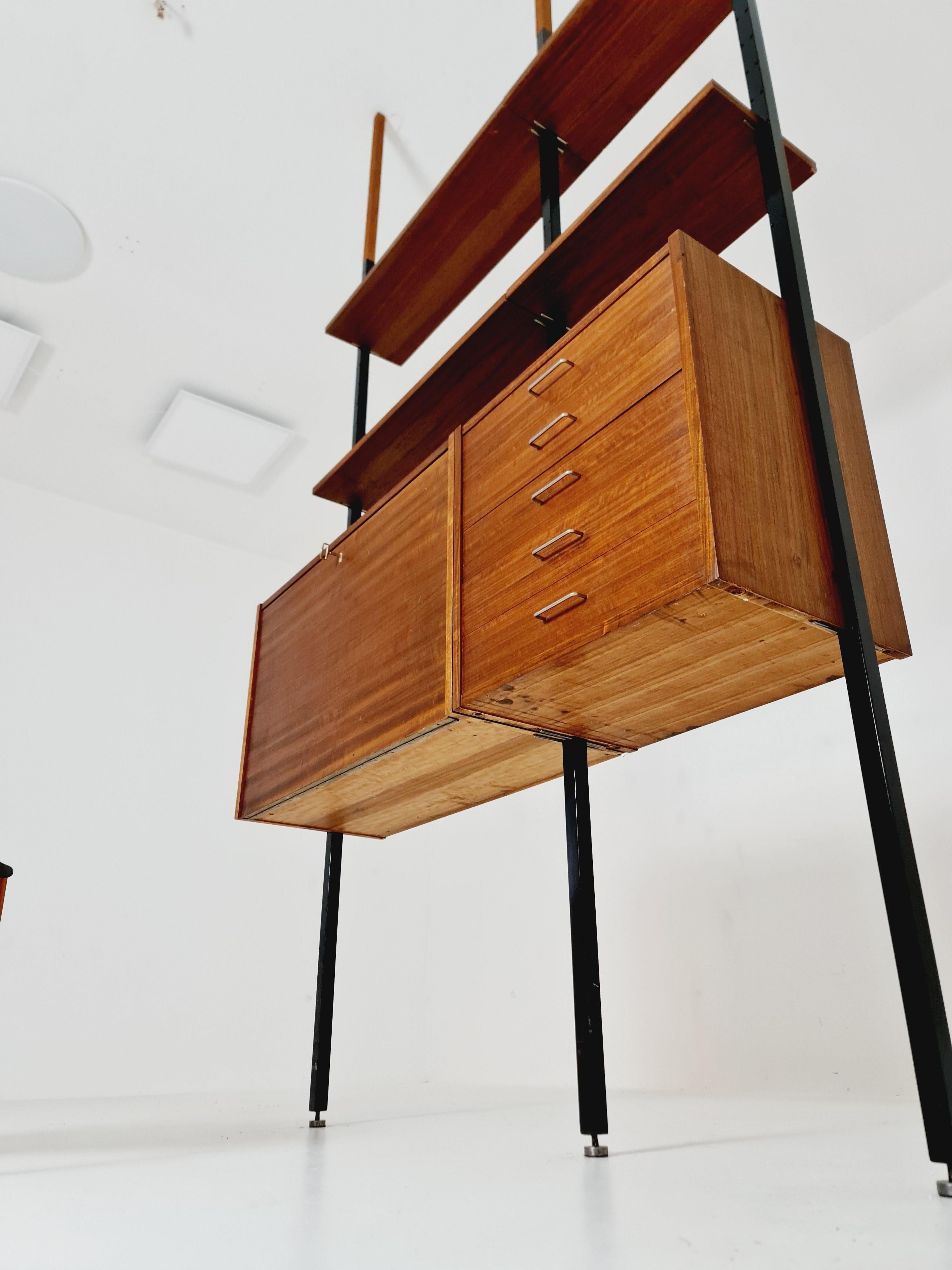 Danish teak room divider modular vintage library bookcase shelf-system , 1960s For Sale 8