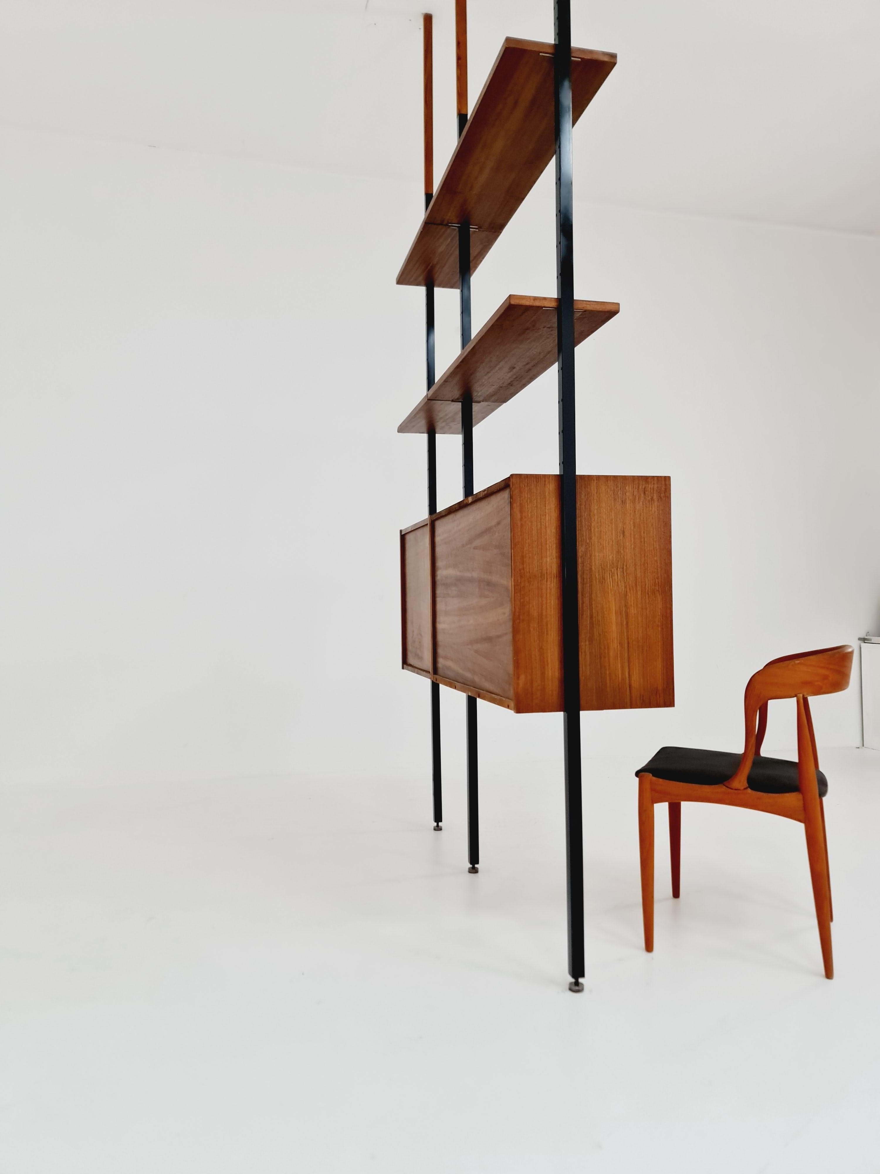 Danish teak room divider modular vintage library bookcase shelf-system , 1960s For Sale 1