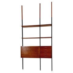Separador de ambientes modular de teca danesa estantería-librería vintage , años 60
