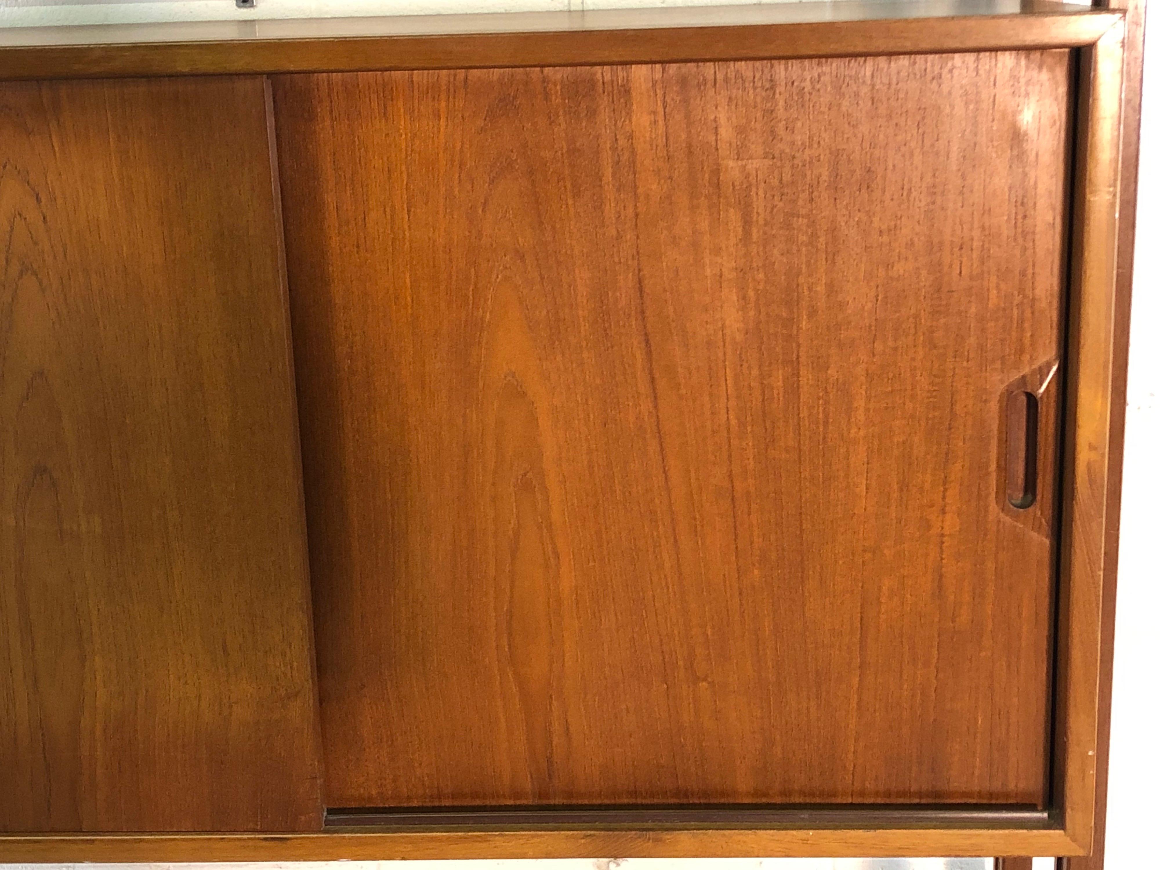 Danish Teak Room Divider Wall Unit In Good Condition For Sale In Amherst, NH