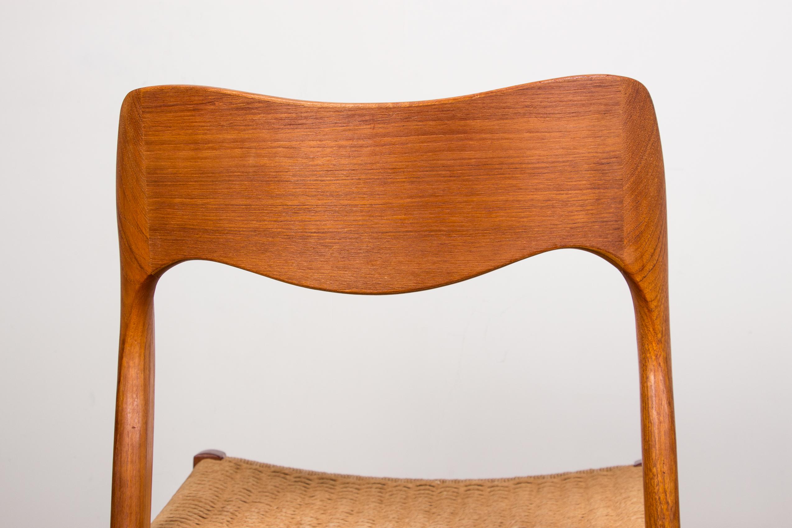 Danish Teak & Rope Chairs Model 71 Chairs by Niels Moller, 1960 6