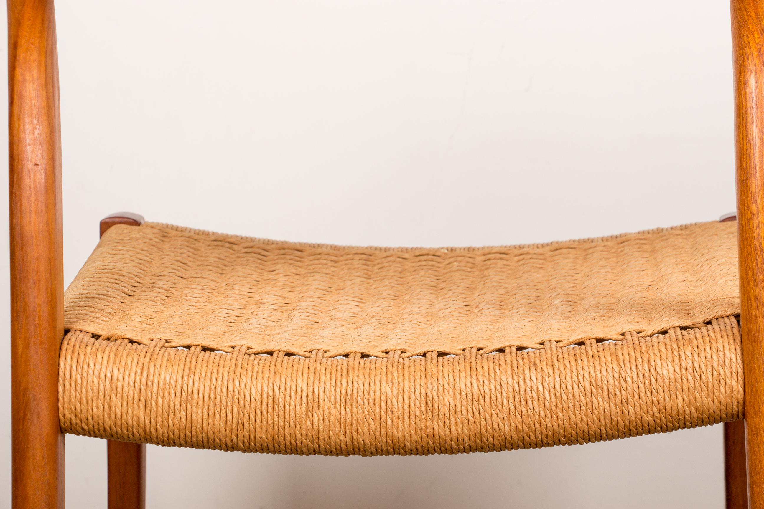 Danish Teak & Rope Chairs Model 71 Chairs by Niels Moller, 1960 7