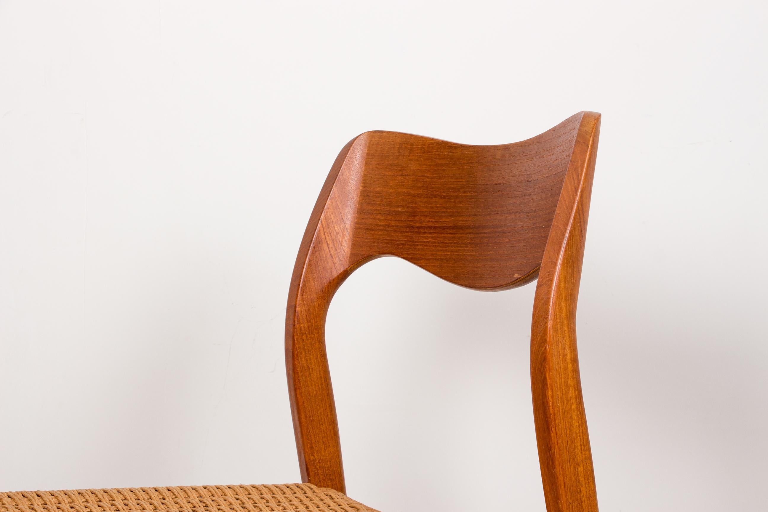 Mid-20th Century Danish Teak & Rope Chairs Model 71 Chairs by Niels Moller, 1960