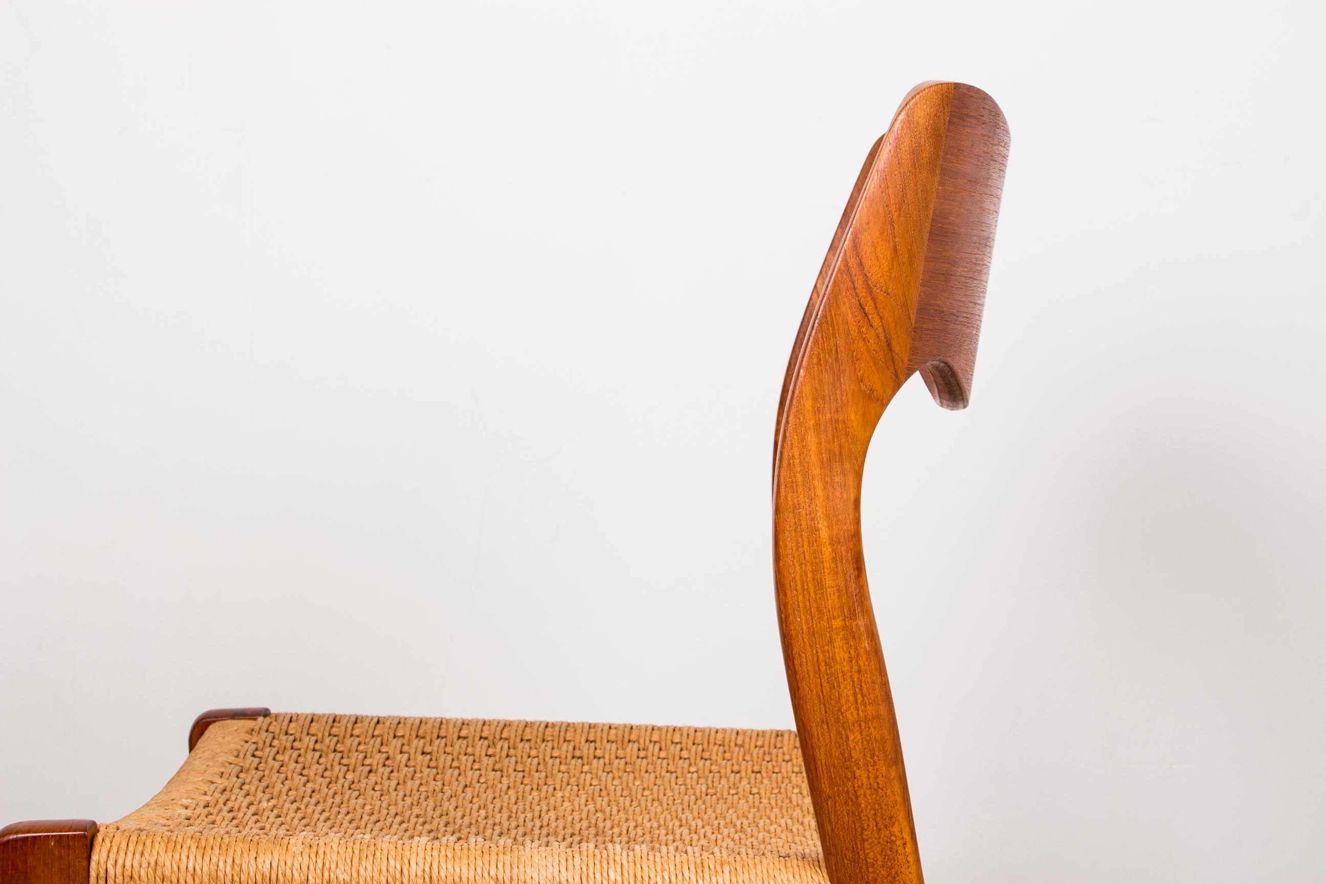 Danish Teak & Rope Chairs Model 71 Chairs by Niels Moller, 1960 2