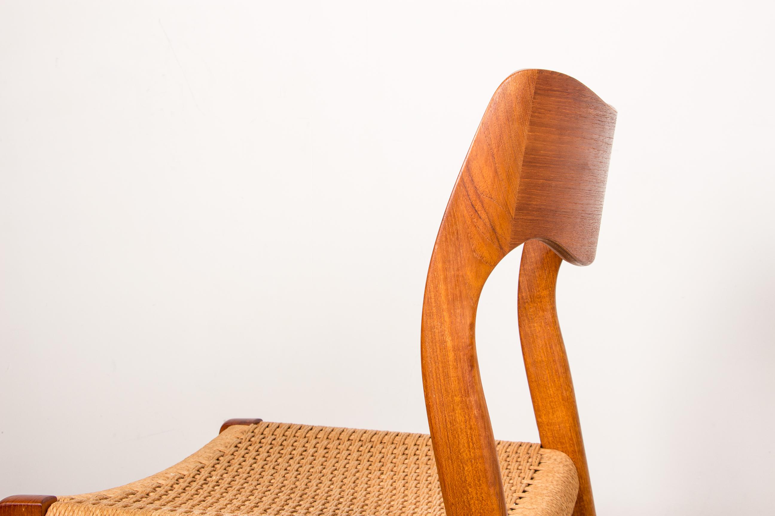 Danish Teak & Rope Chairs Model 71 Chairs by Niels Moller, 1960 4