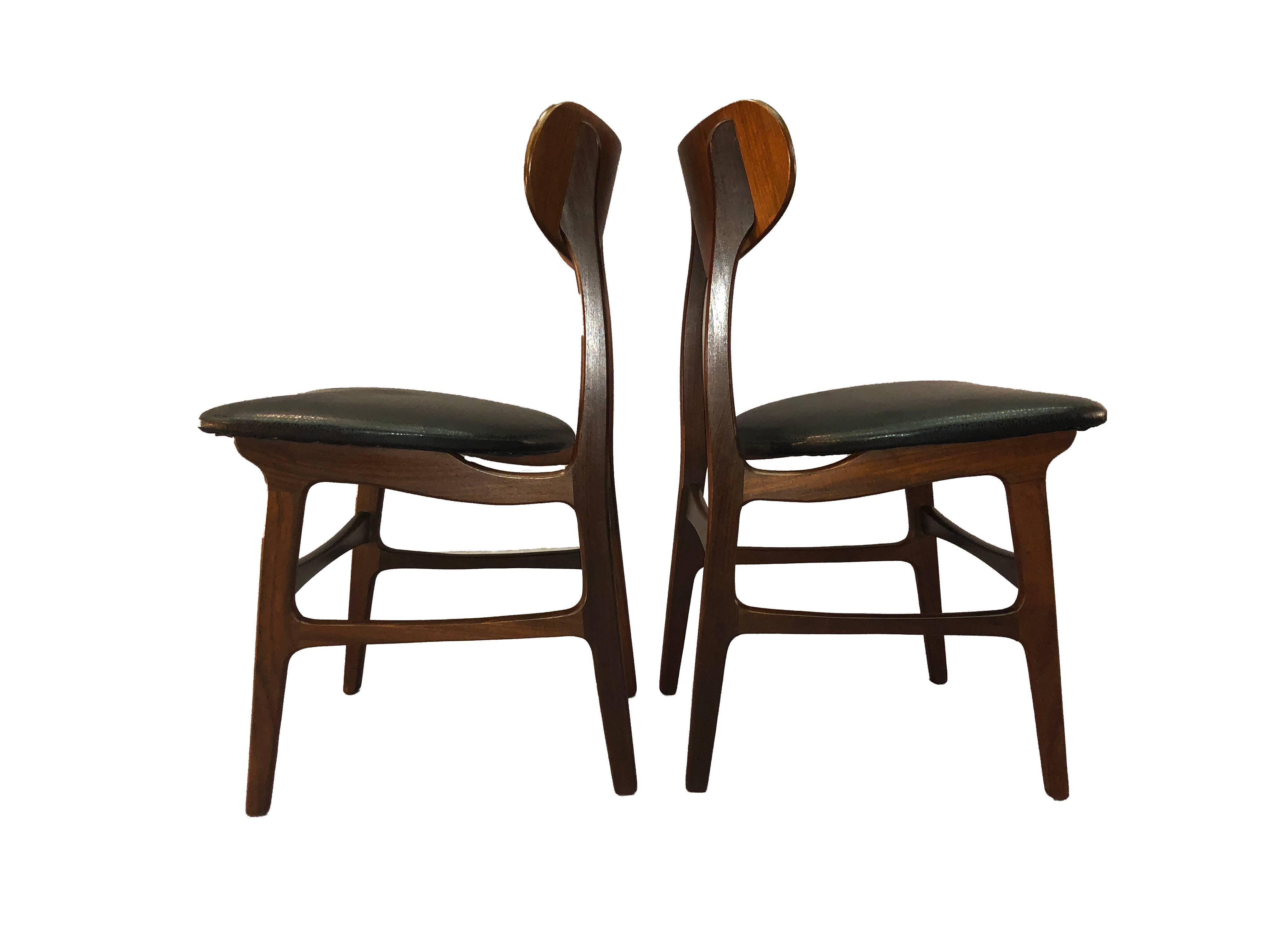 Danish Teak Round Back Dining Chairs Attributed to Johannes Anderson, Set of Six For Sale 1