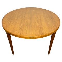 Danish Teak Round Dining Table With Three Leaves, Circa 1960s