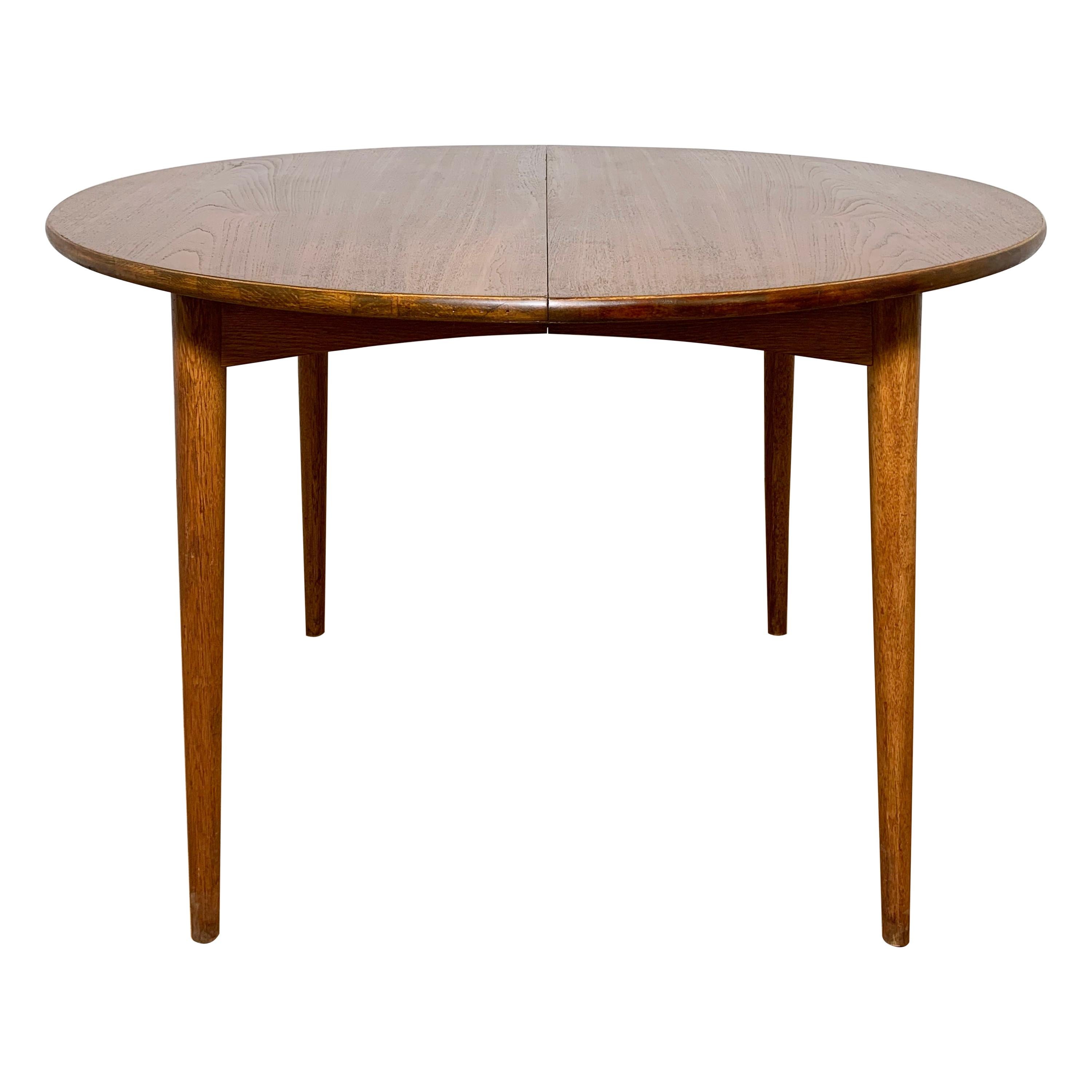 Danish Teak Round Dining Table with Two Leaves, Circa 1950s