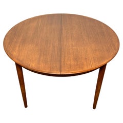 Danish Teak Round Dining Table With Two Leaves, Circa 1960s