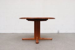 Danish Teak Round to Oval Dining Table with 2 Leaves