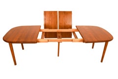 Danish Teak Rounded Corners Extendable Rectangle Dining Table