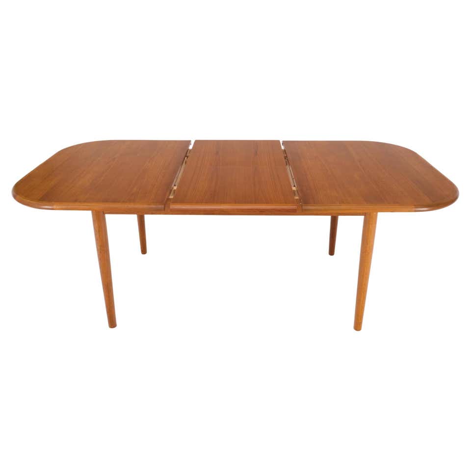 Rectangle Round Corners Teak Midcentury Danish Modern Dining Table Pop ...