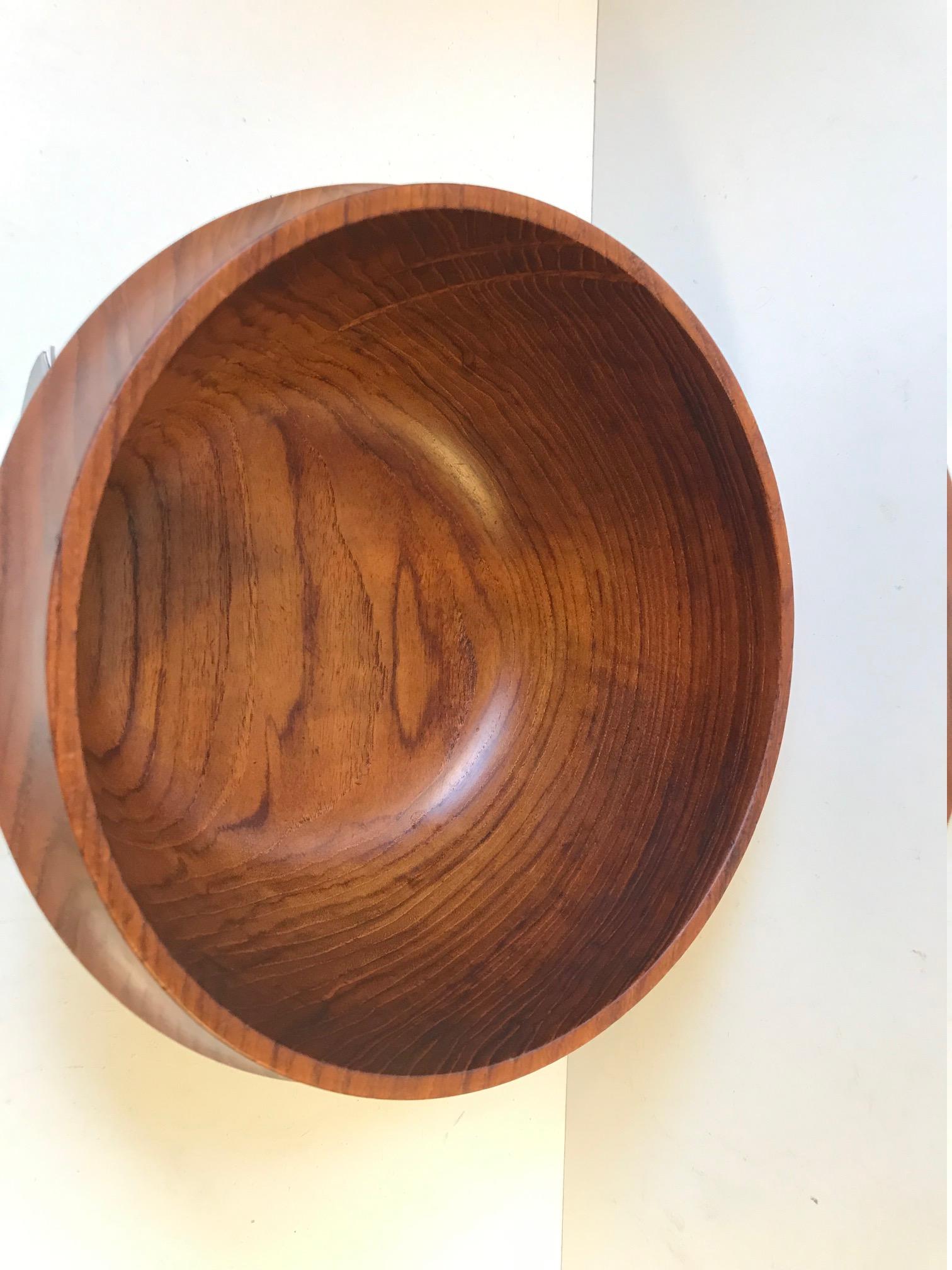 Mid-20th Century Danish Teak Salad Bowl with Servers by Wiggers, 1960s For Sale