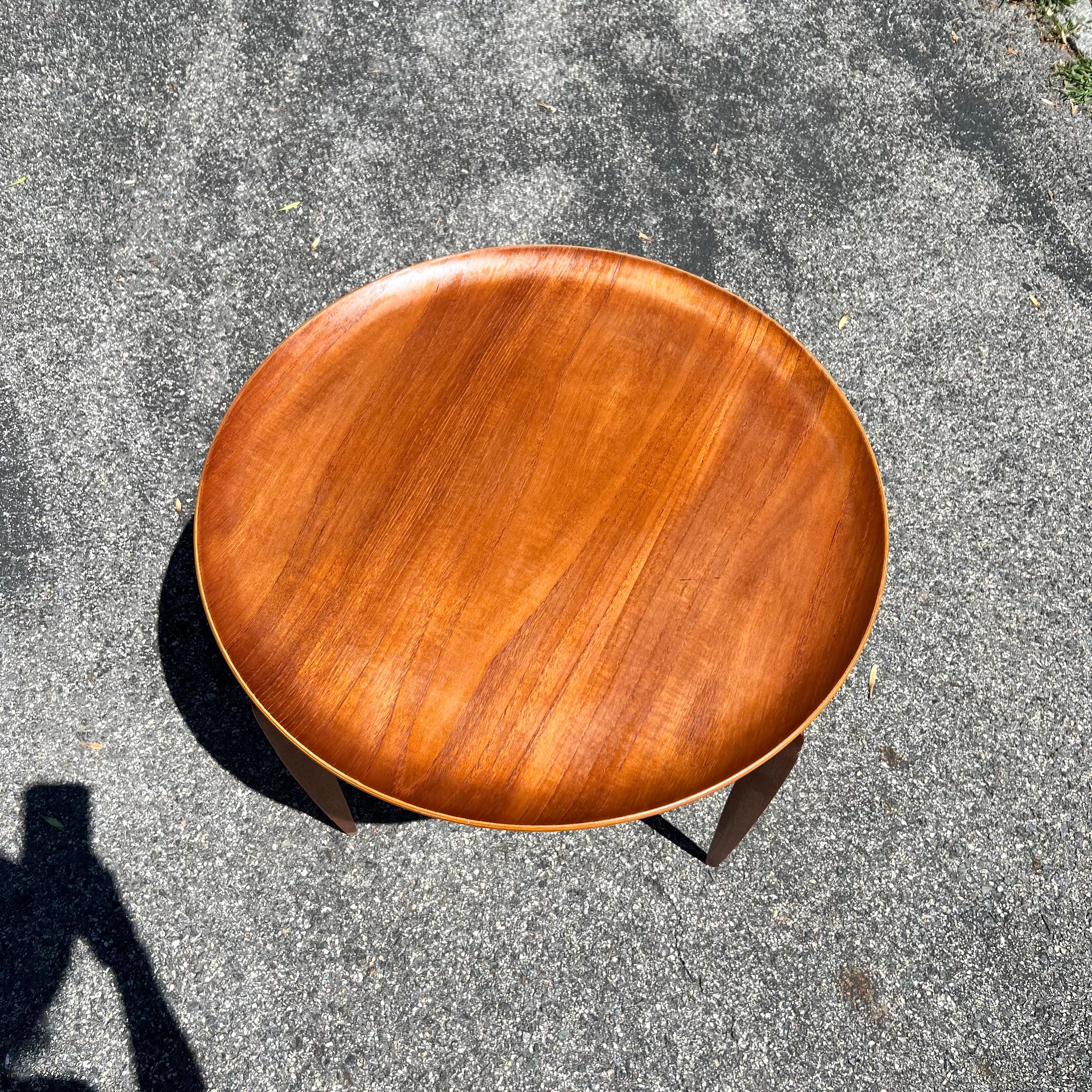 Mid-Century Modern Danish Teak Sculpted Top Round Side Table by Illums Bolighus