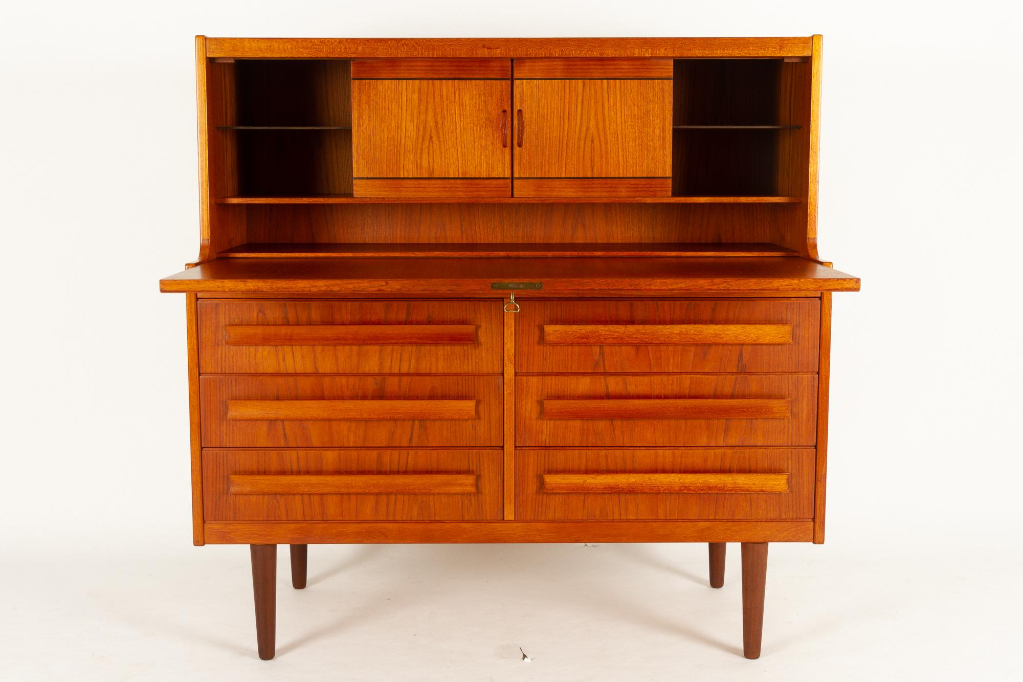 Mid-Century Modern Danish Teak Secretaire with Hidden Compartment by Sigfred Omann, 1960s
