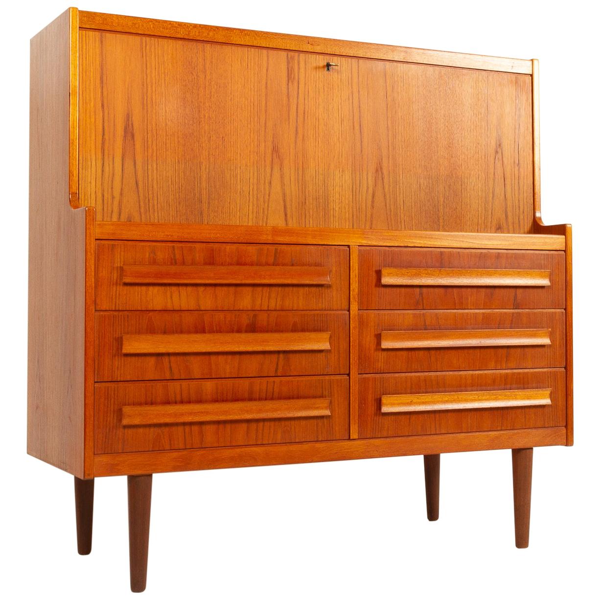 Danish Teak Secretaire with Hidden Compartment by Sigfred Omann, 1960s