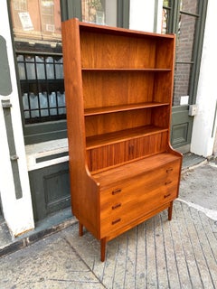Danish Teak Secretary Bookcase by Johannes Sorth