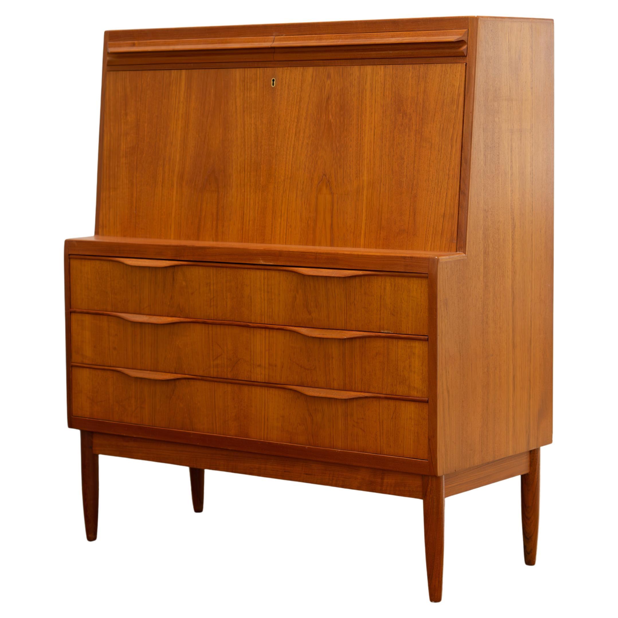 Secrétaire danois en teck par Erling Torvits pour Klim Møbelfabrik, 1960s
