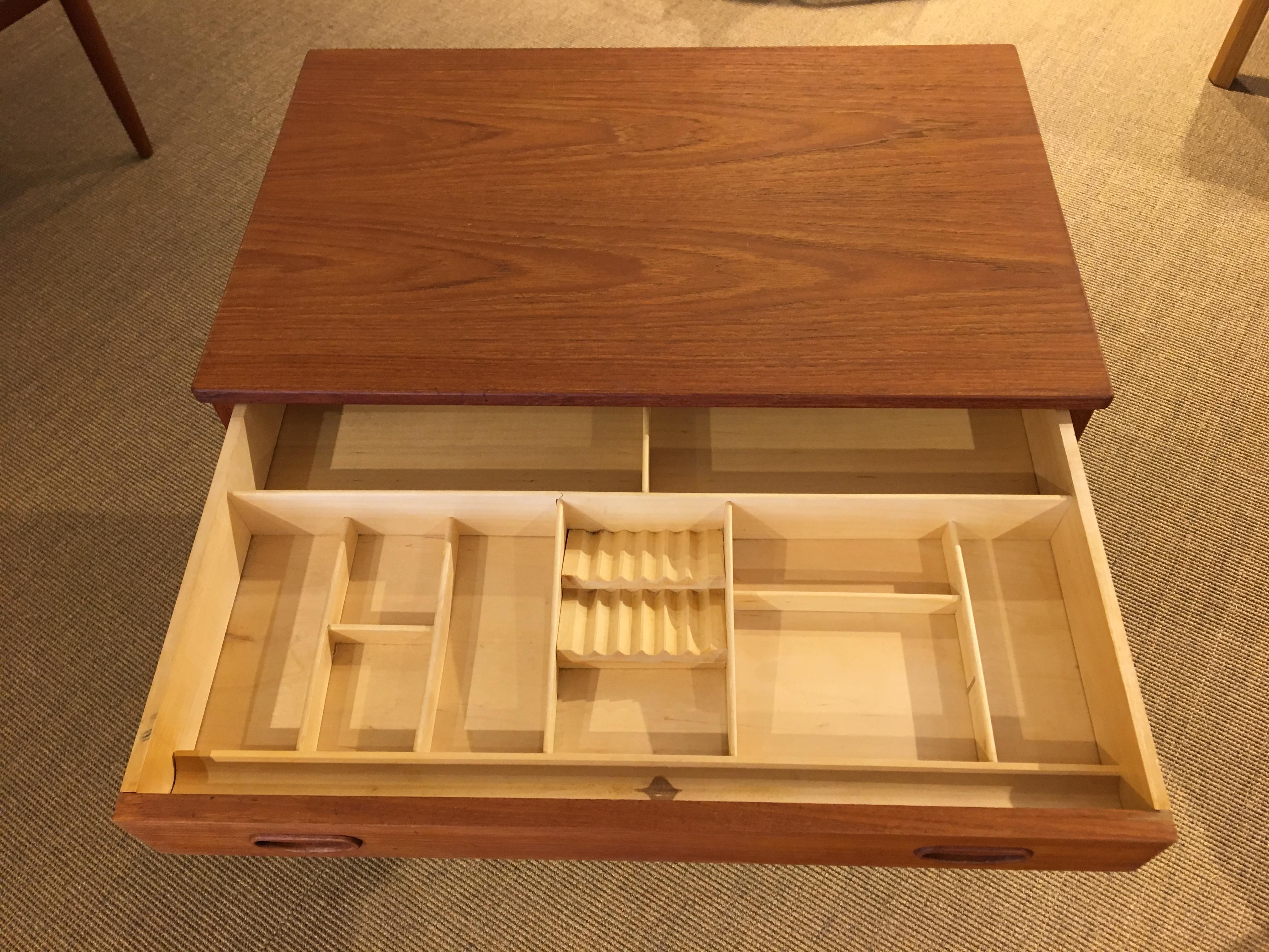 Mid-Century Modern Danish Teak Sewing Table For Sale