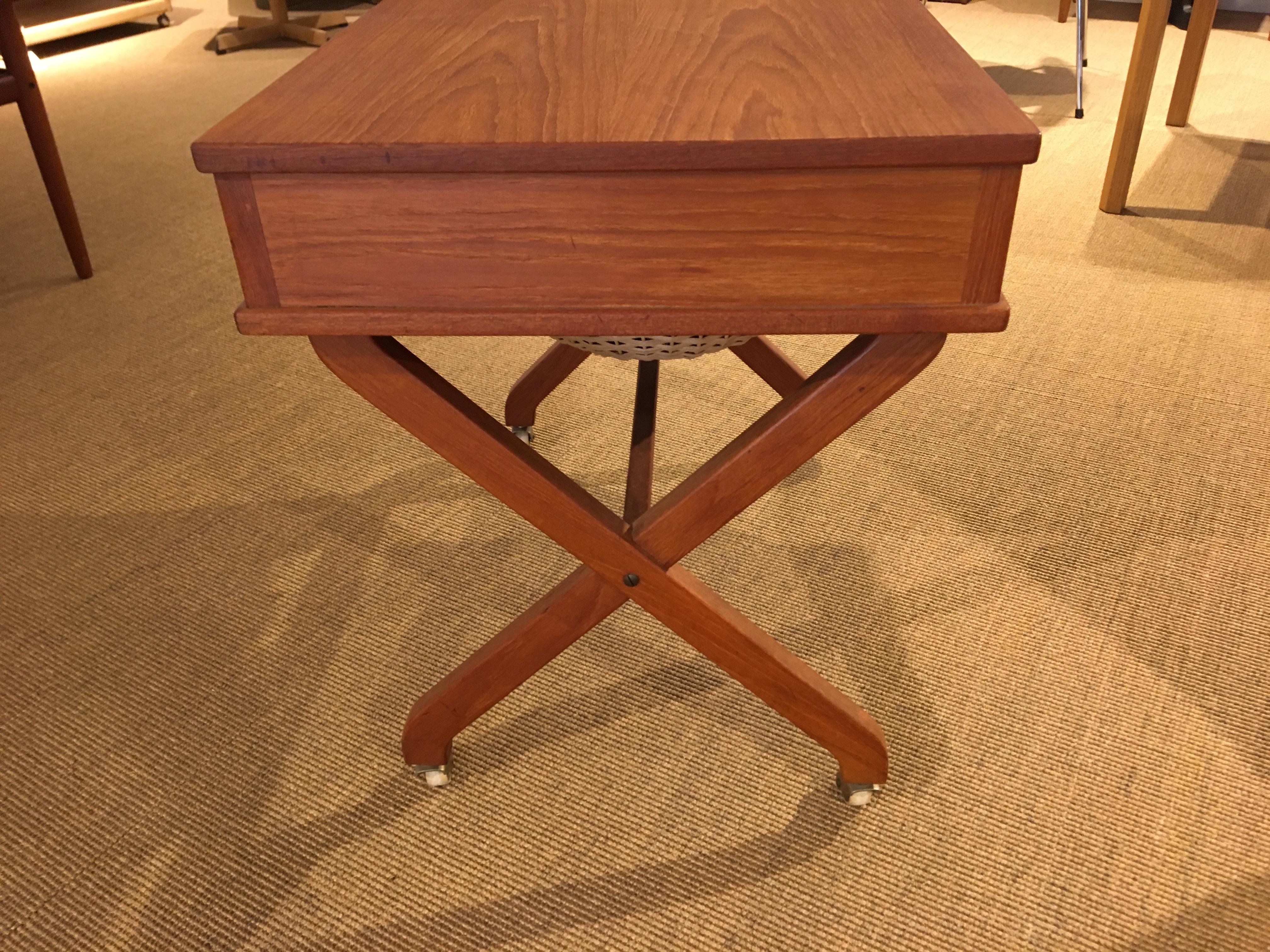 Mid-20th Century Danish Teak Sewing Table For Sale