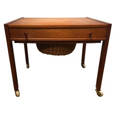 Retro Danish Teak Sewing Table, Made by Danish Carpenter