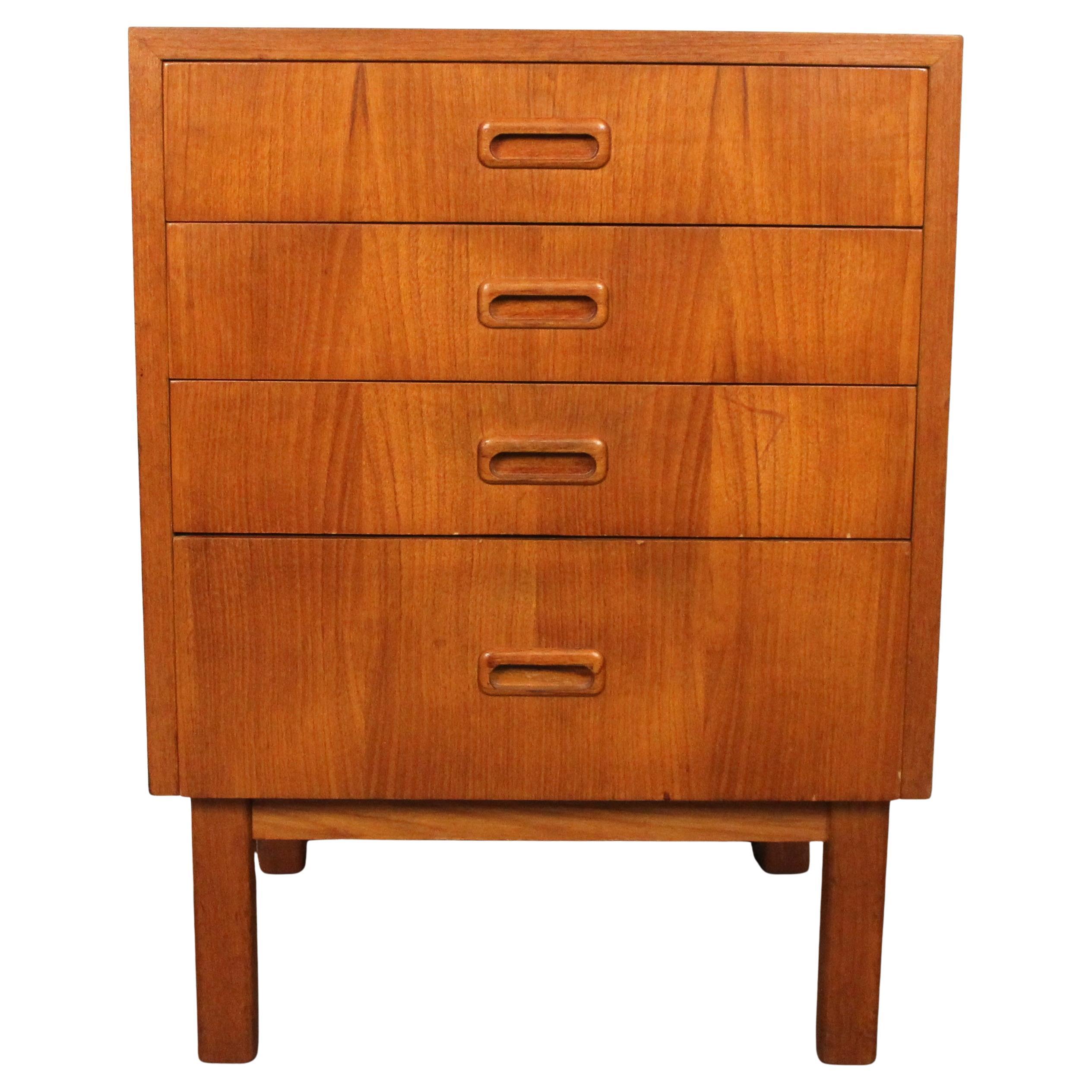 Danish Teak Side Table w/ Drawers For Sale