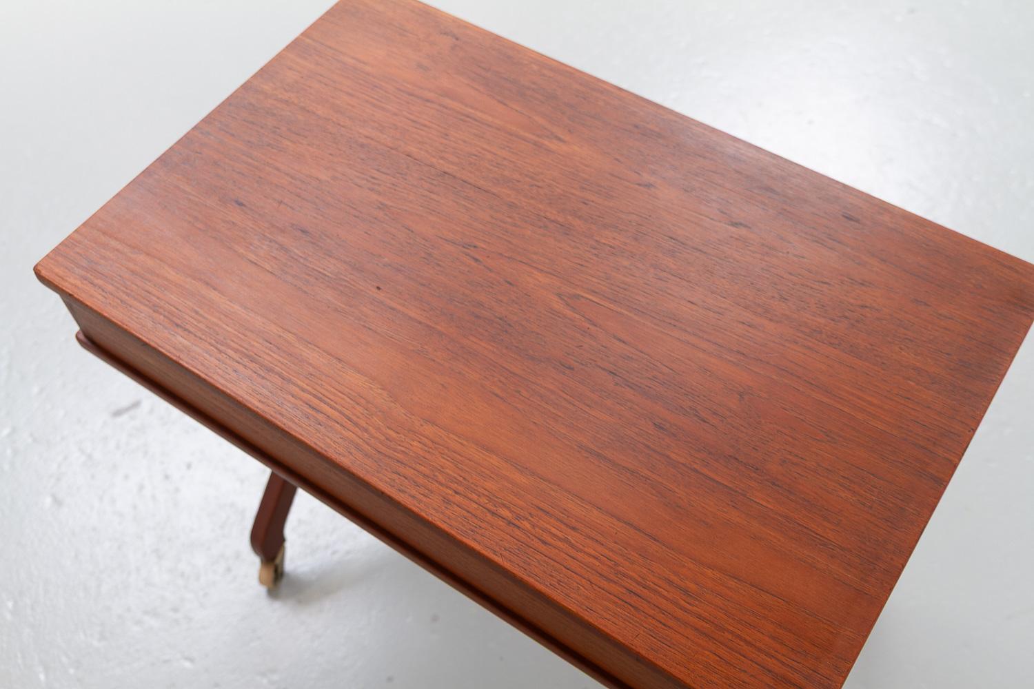 Danish Teak Side Table with Drawer, 1960s. For Sale 7