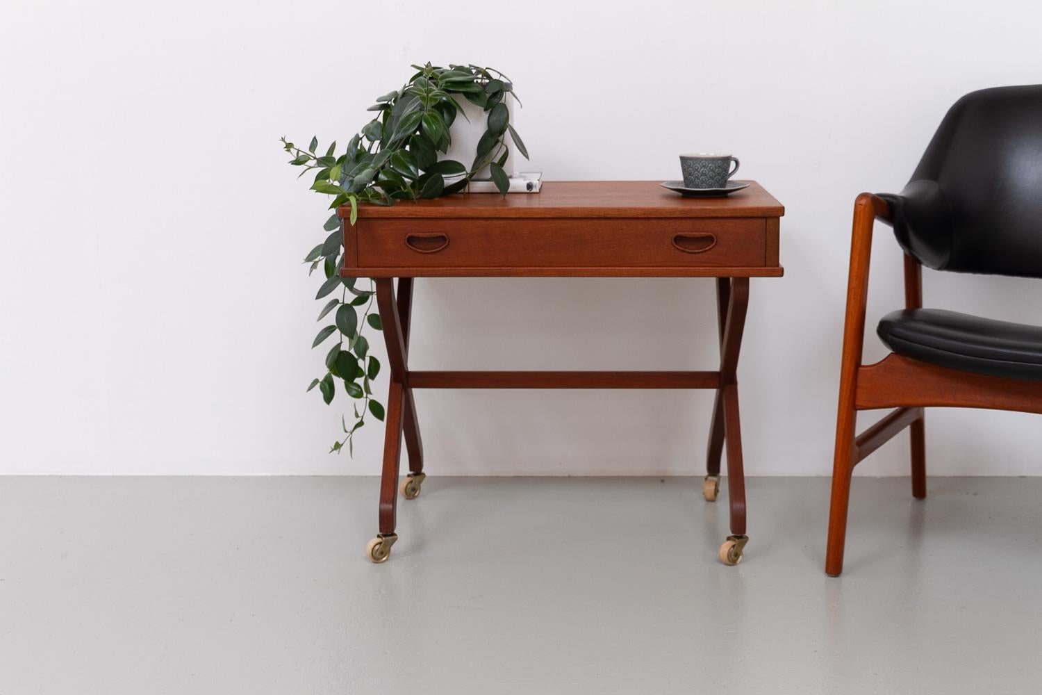 Danish Teak Side Table with Drawer, 1960s. For Sale 14