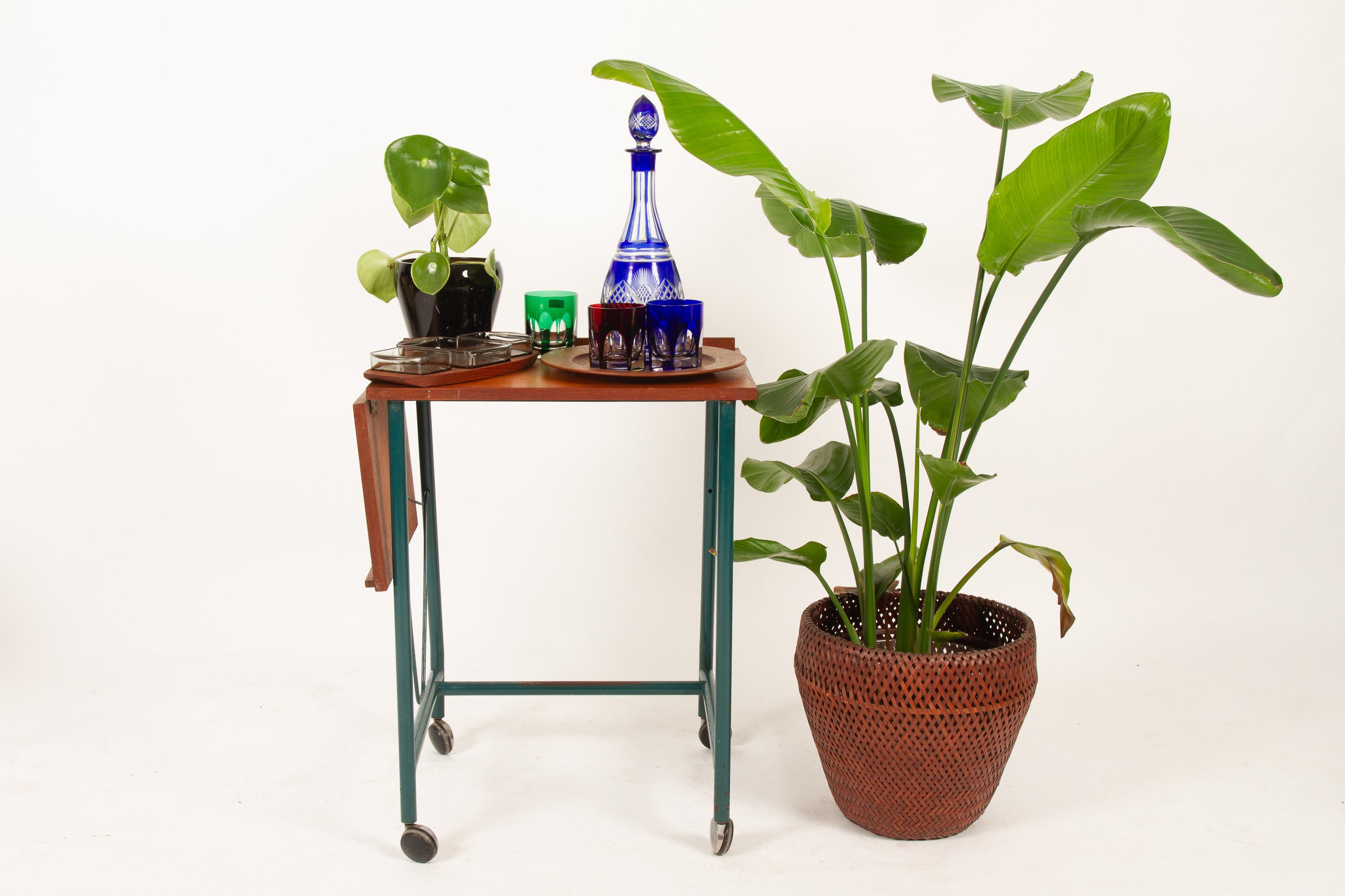 Danish Teak Side Table with Green Metal Frame, 1960s 5