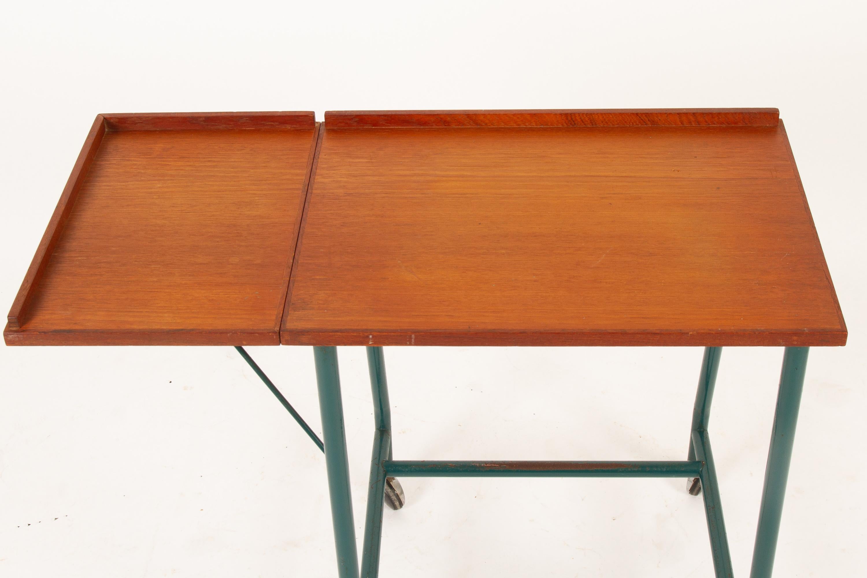 Danish Teak Side Table with Green Metal Frame, 1960s 1