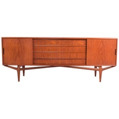 Danish Teak Sideboard with Drawers and Sliding Doors, 1960s