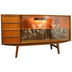 Danish Teak Sideboard with Glass Doors, 1960s