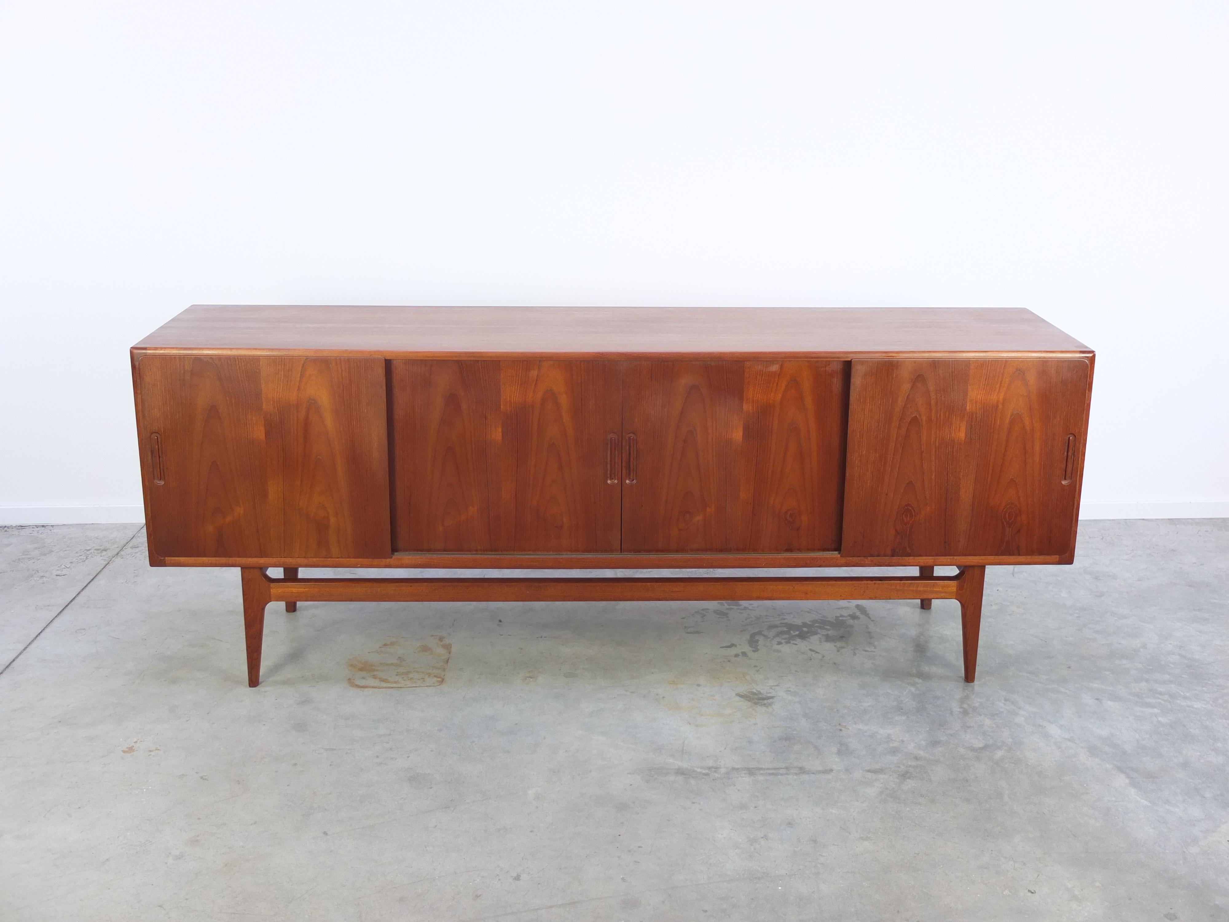 Scandinavian Modern Danish Teak Sideboard with Sliding Doors by Bernhard Pedersen & Søn, 1960s