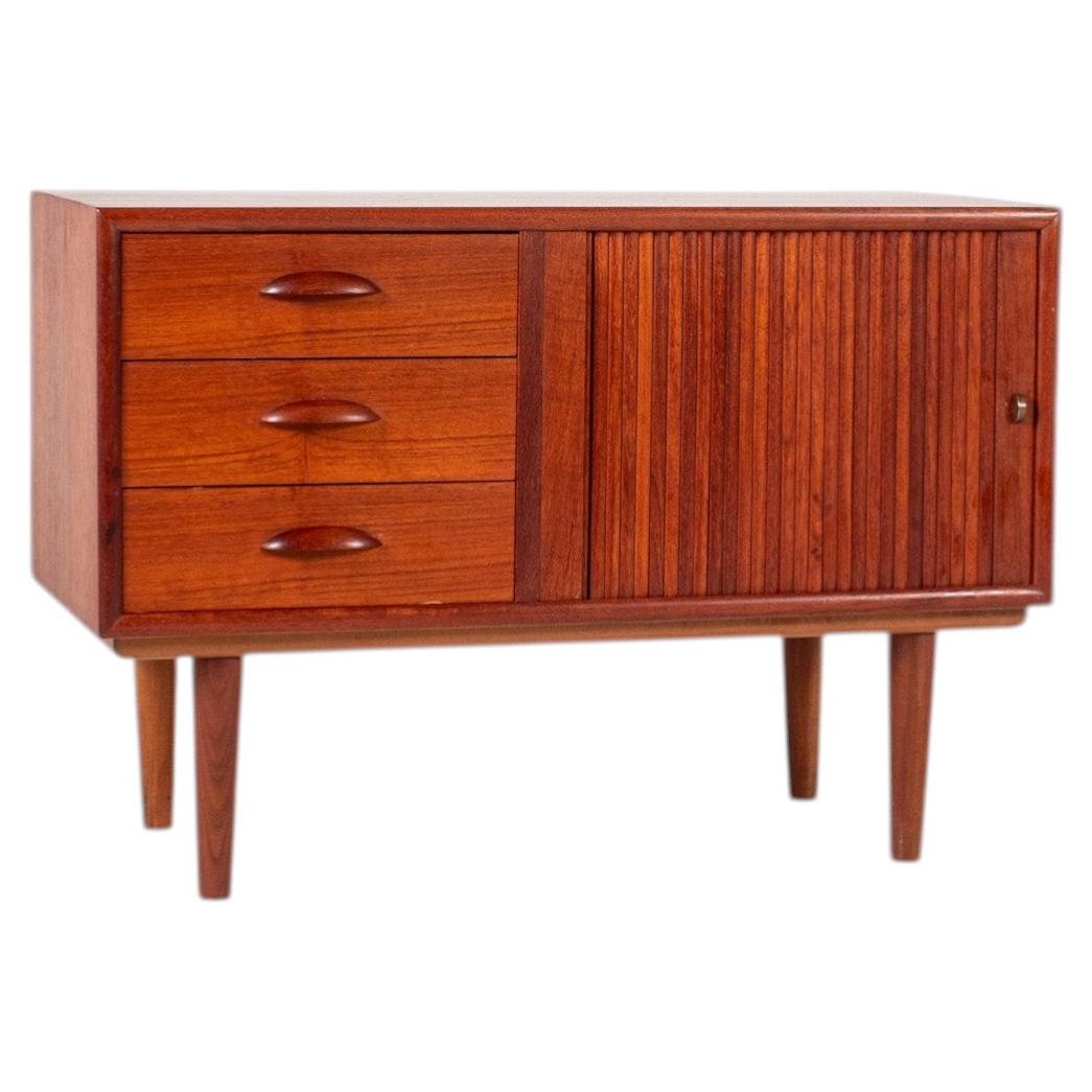 Danish Teak Sideboard with Tambour Door – Mid Century Modern, 1960s