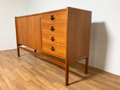 Danish Teak Sideboard with Tamboured Door and Four Drawers, Circa 1960s