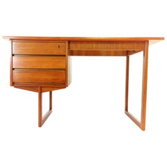 Danish Teak Single Pedestal Writing Desk Midcentury Vintage, 1960s