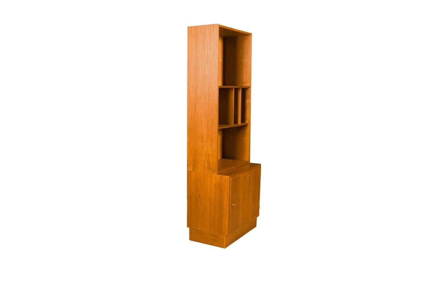 Scandinavian Modern Danish Teak Slim Cabinet Hutch Adjustable Shelves