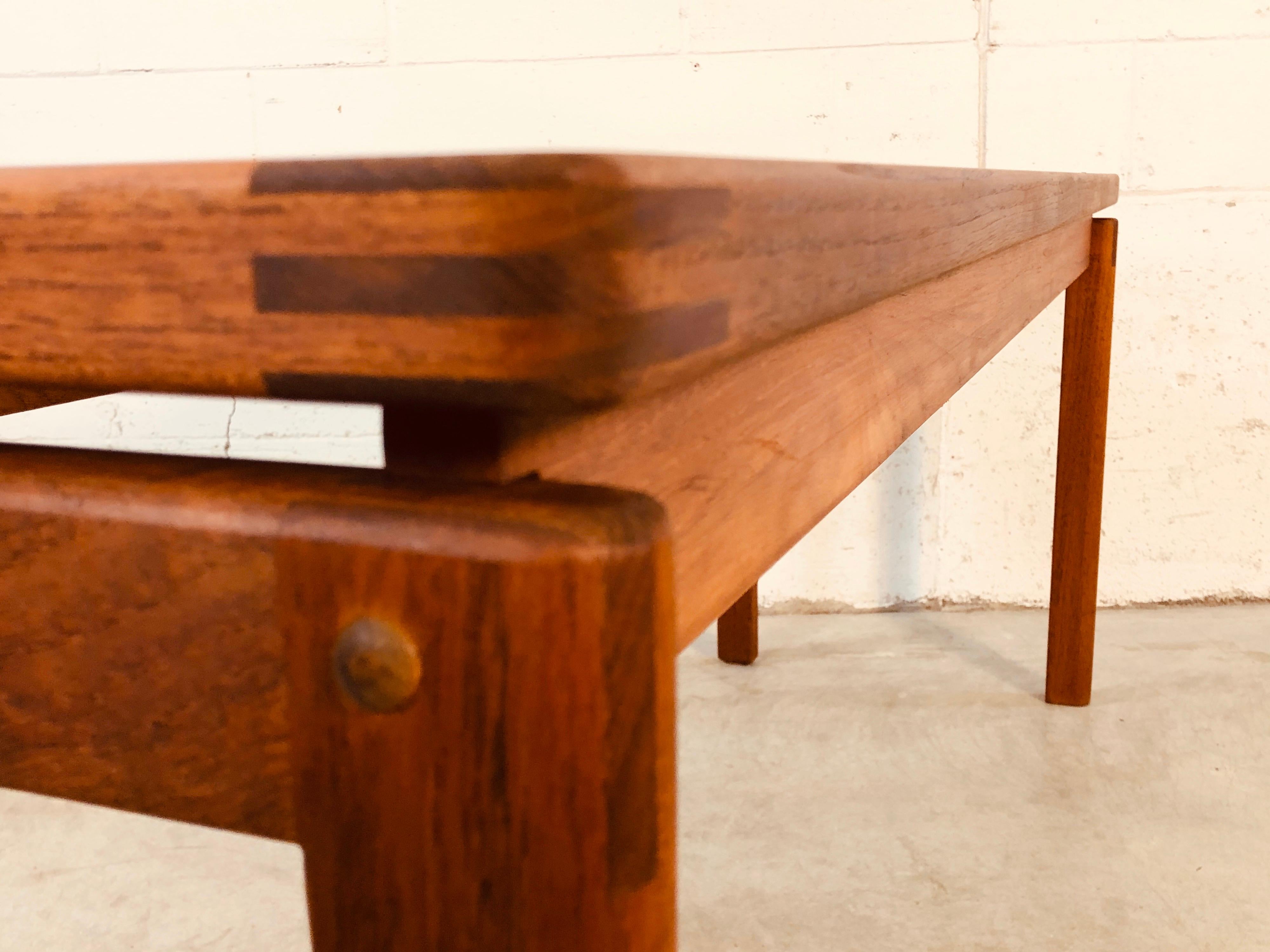 Danish Teak and Smoked Glass Top Console Table 4