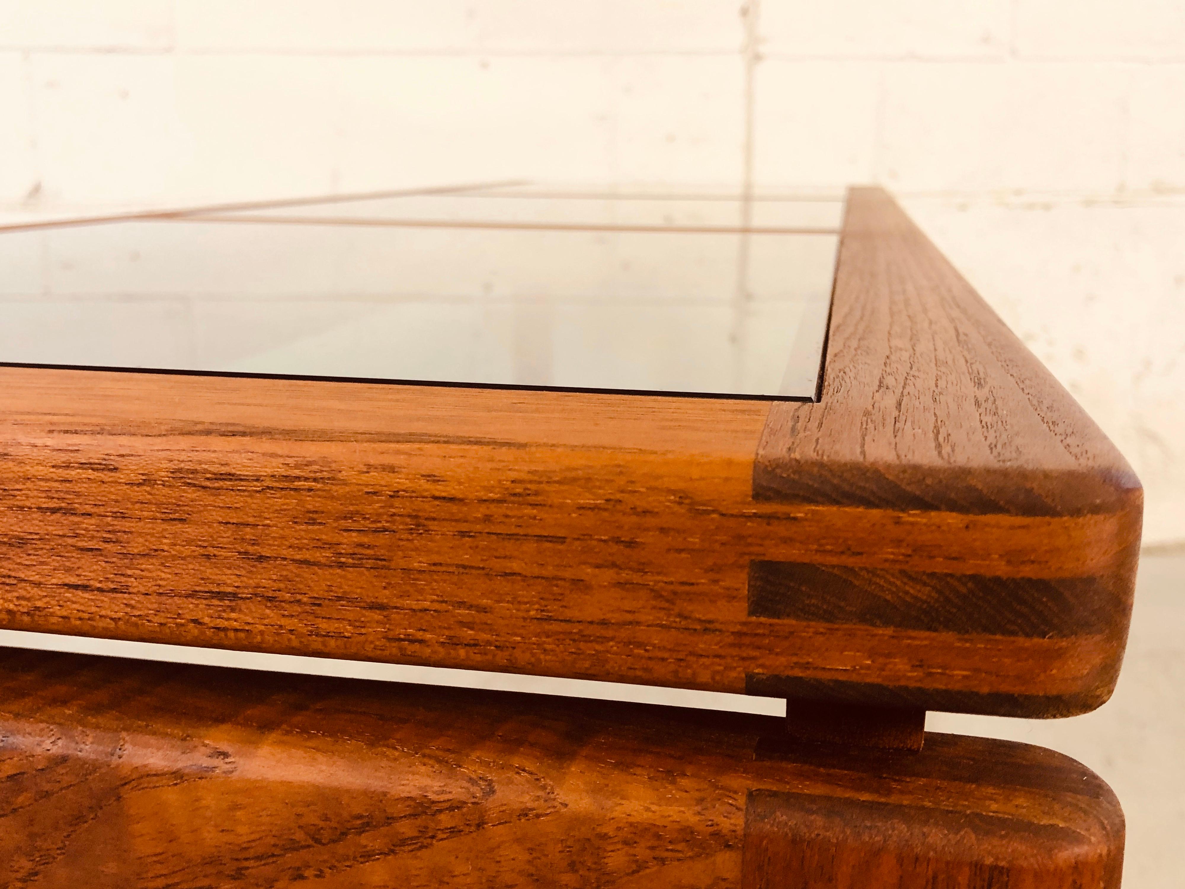 Danish Teak and Smoked Glass Top Console Table 5