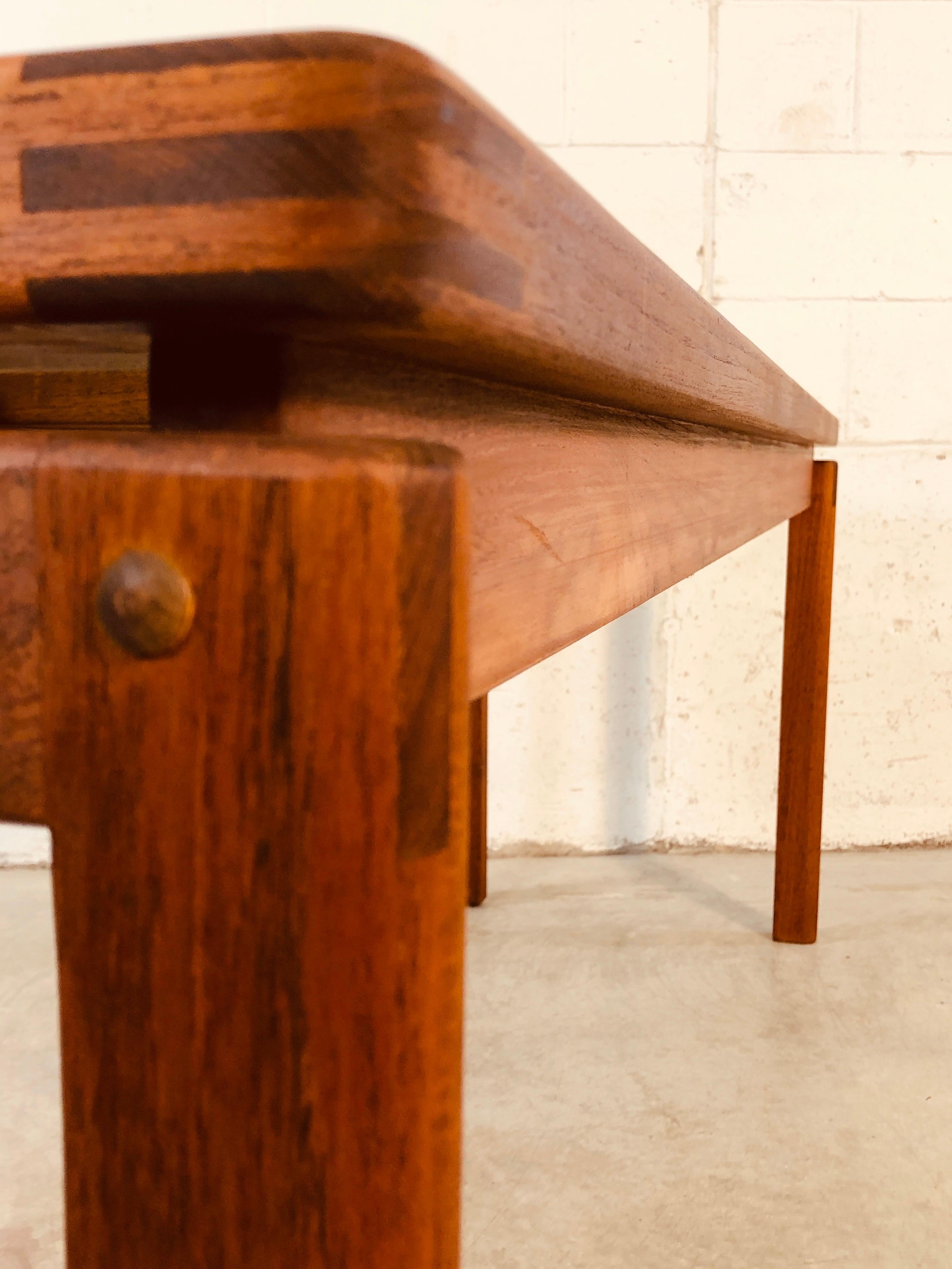 Danish Teak and Smoked Glass Top Console Table 6