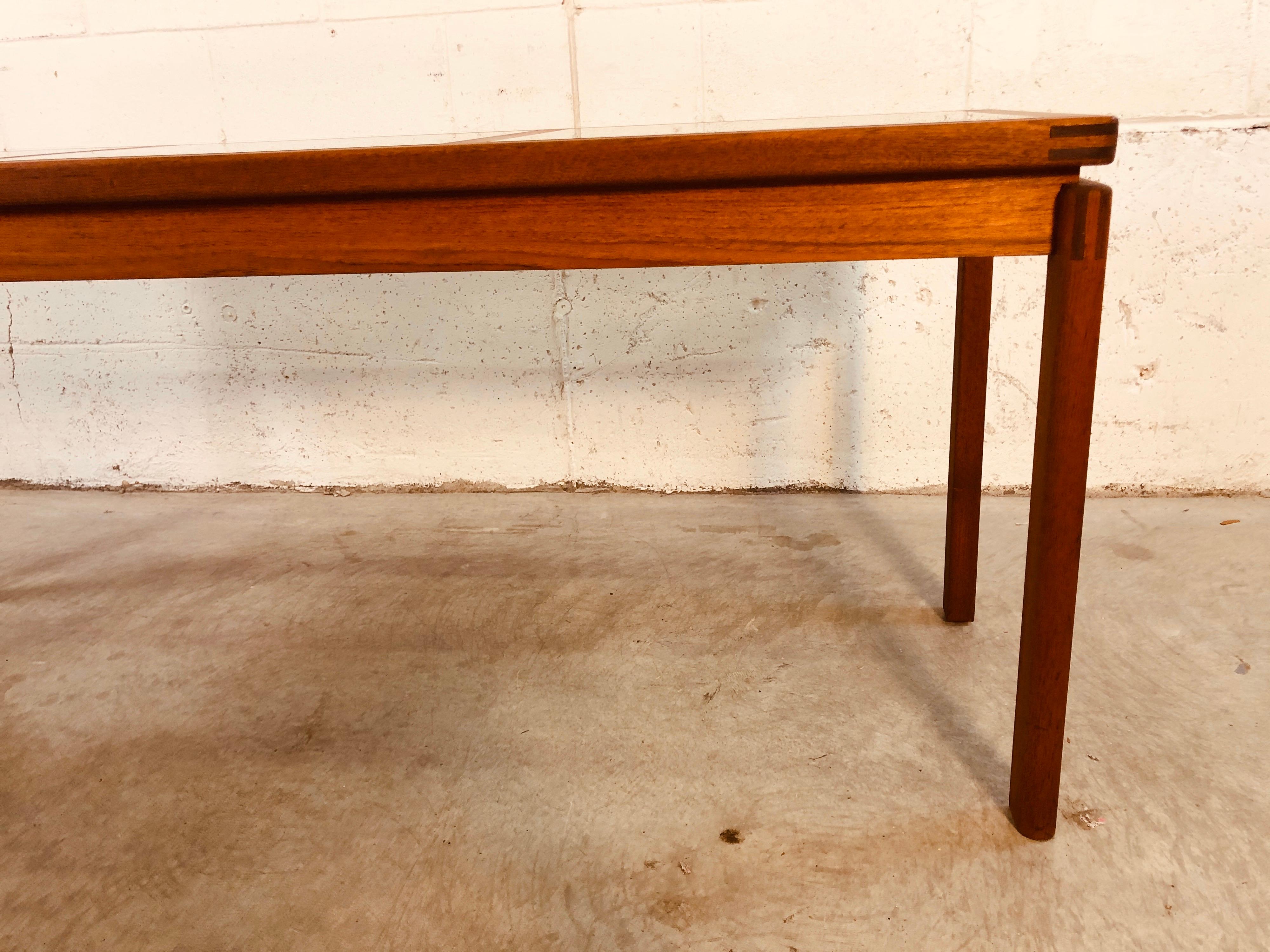 Danish Teak and Smoked Glass Top Console Table In Good Condition In Amherst, NH