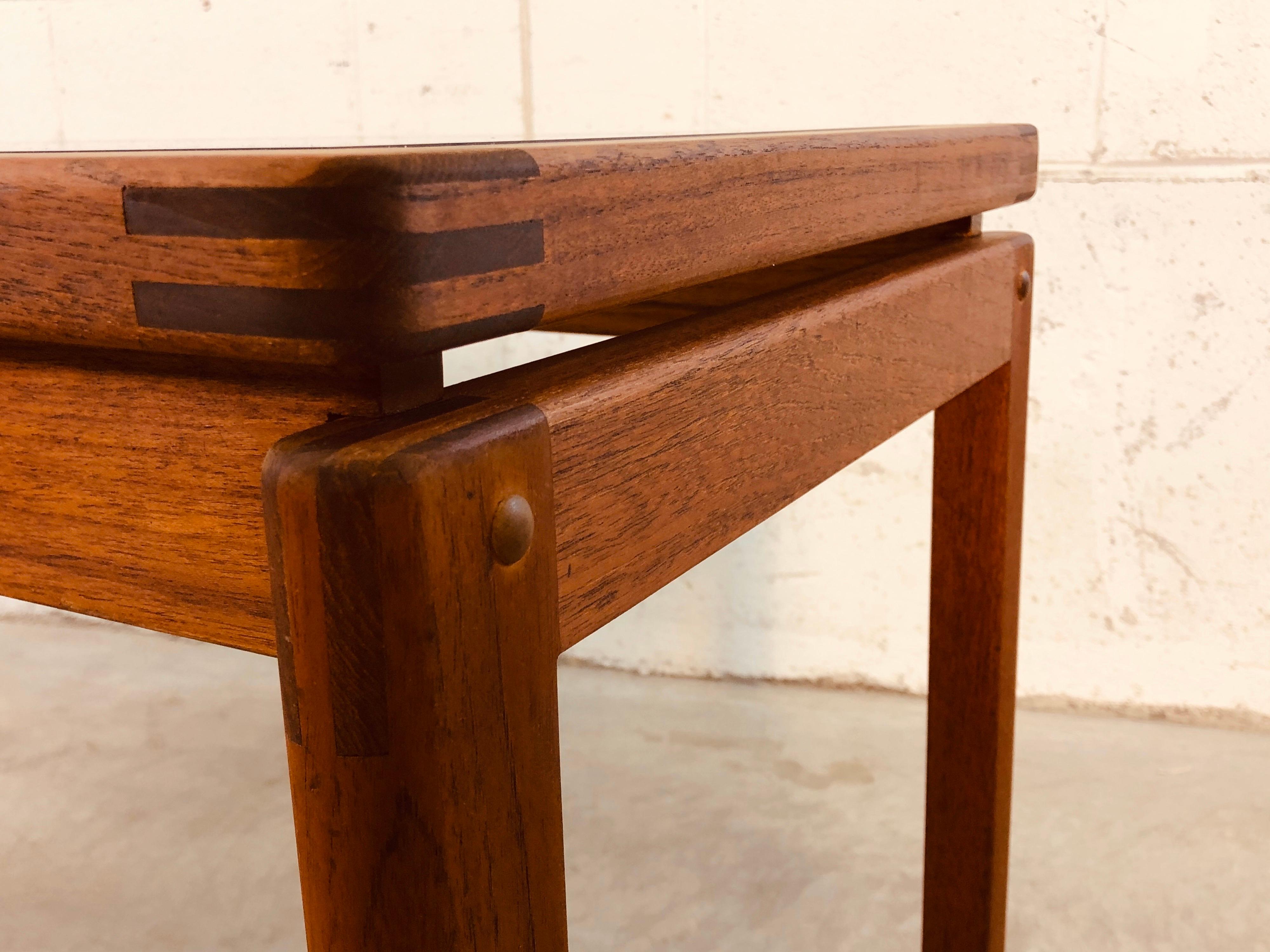 20th Century Danish Teak and Smoked Glass Top Console Table