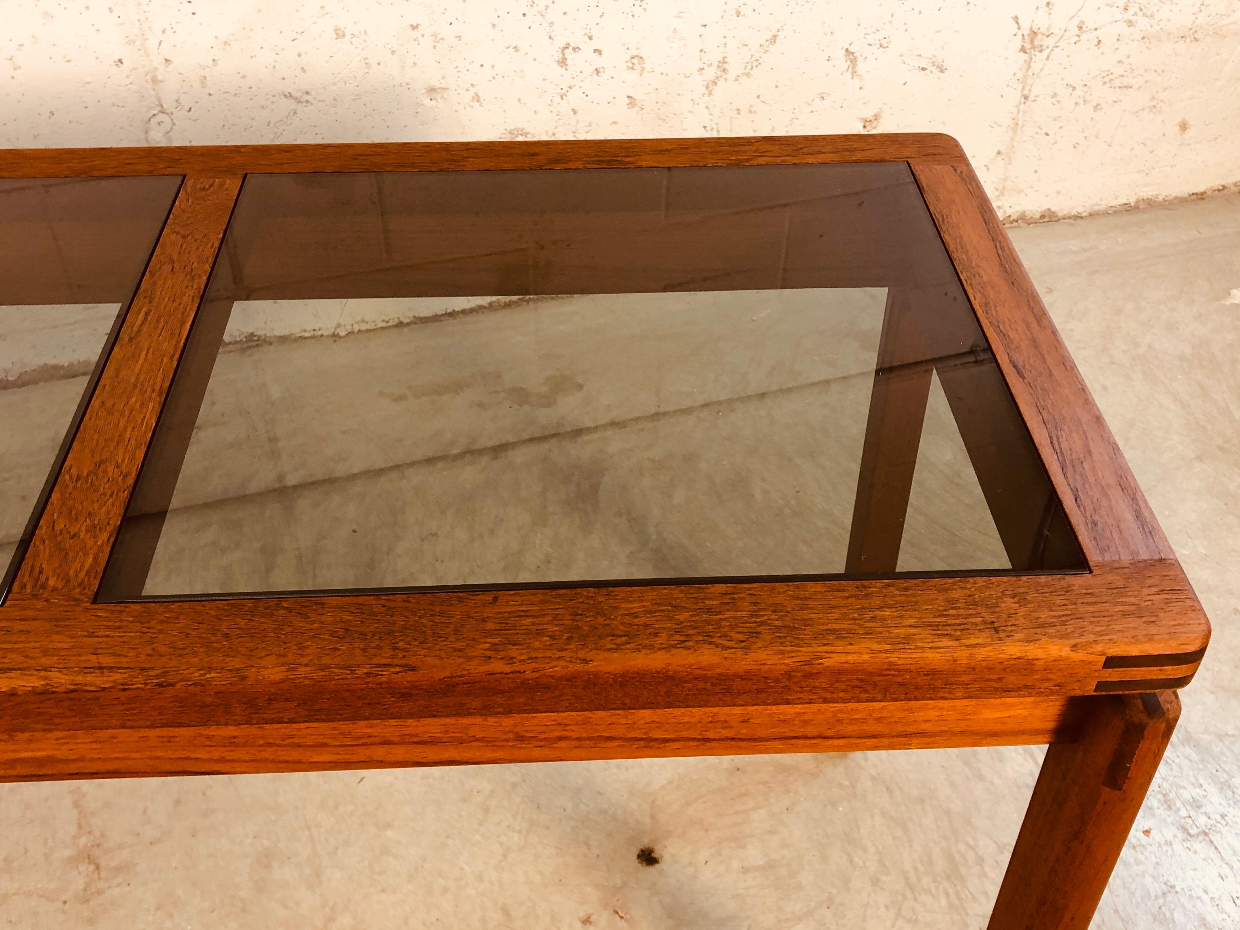 Danish Teak and Smoked Glass Top Console Table 3