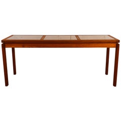 Danish Teak and Smoked Glass Top Console Table