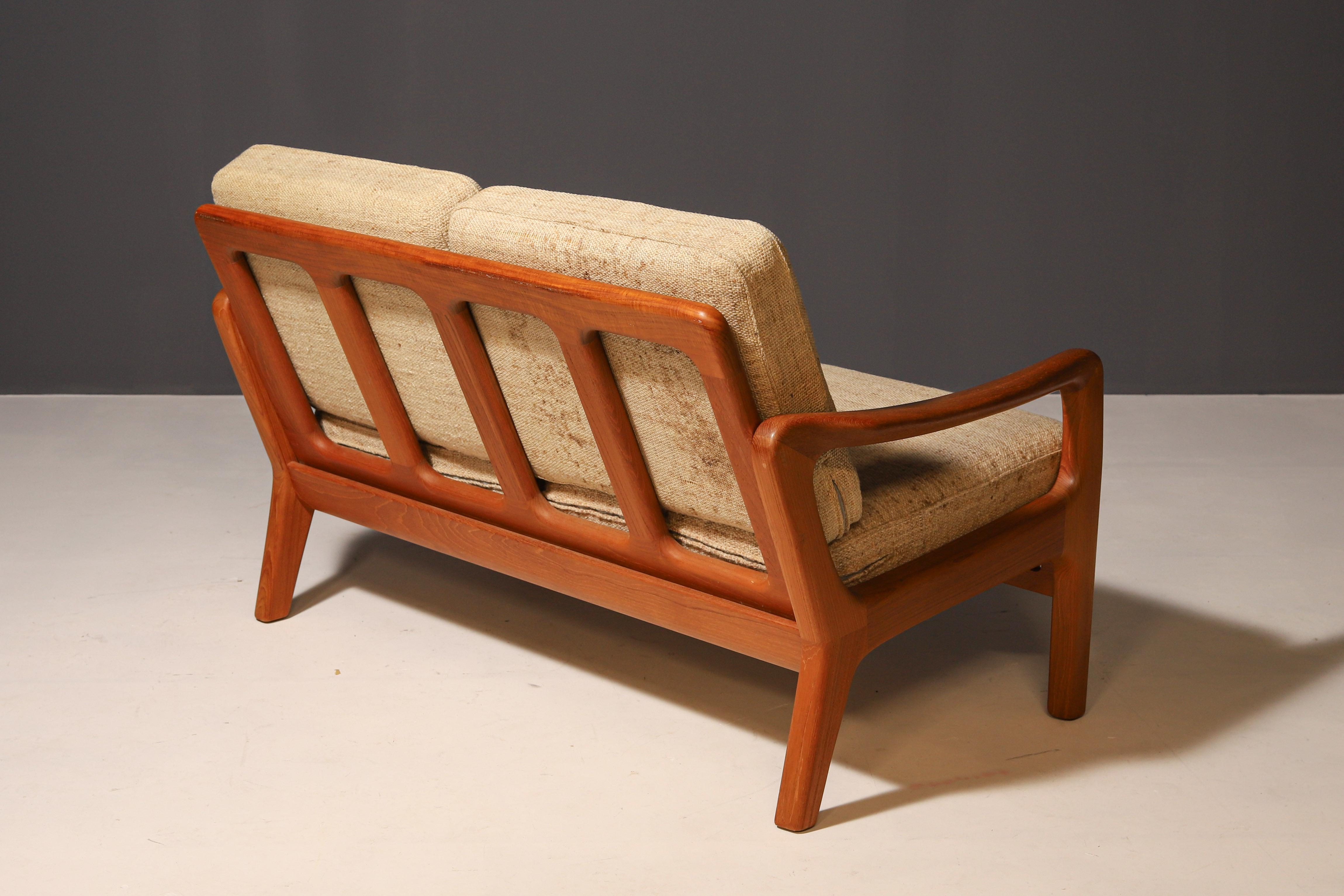Legno Divano in teak danese a 2 posti di Juul Kristensen Vintage in vendita