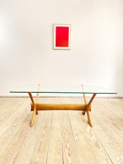 Mesa de sofá danesa de teca - Diseño de Illum Wikkelso - Obra de Silkeborg, años 50